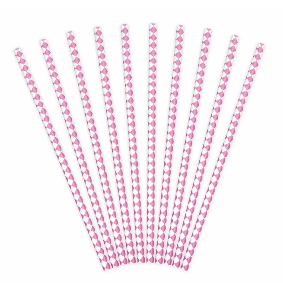 Pack de 10 Pajitas de Papel Rombos Rosas