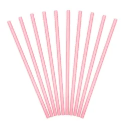 Pack de 10 Pajitas de Papel Rosa Claro 19cm