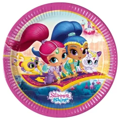 Pack de 8 platos redondos Shimmer & Shine 22 cm