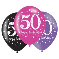 Pack 6 Globos Brillantes 50 Cumpleaños