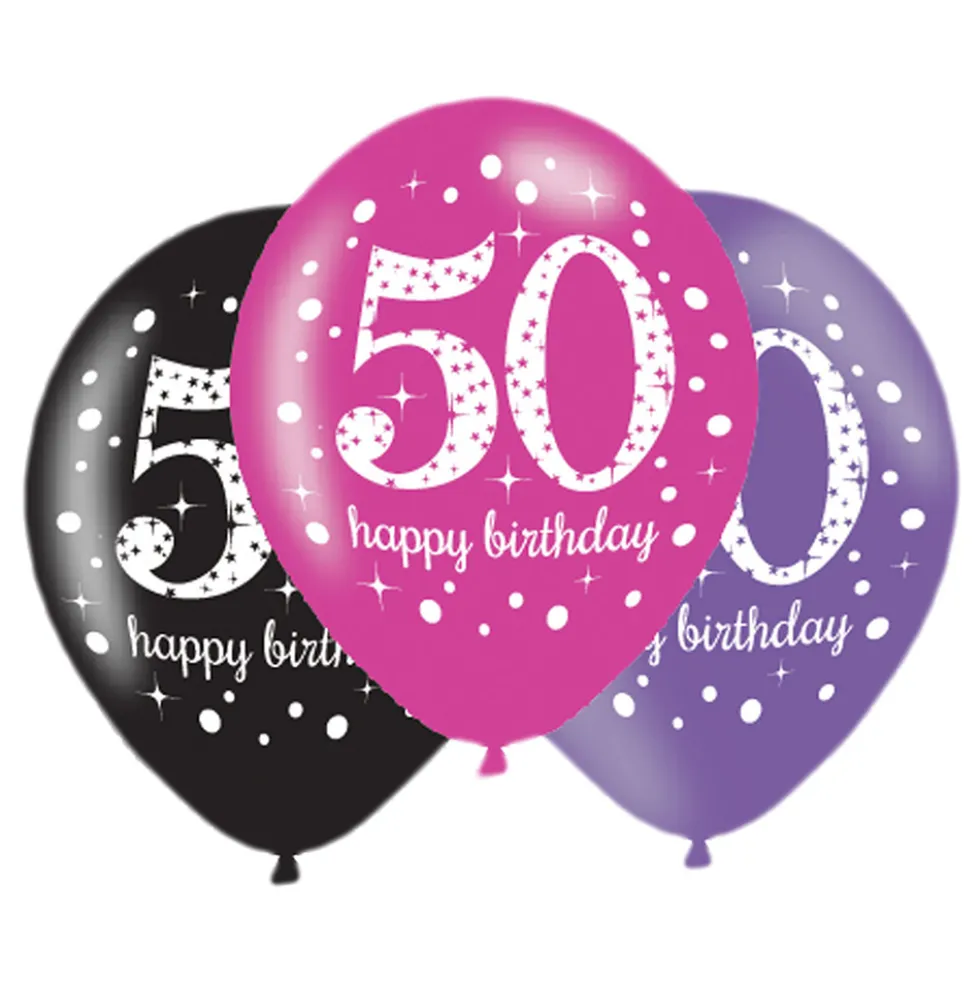 Pack 6 Globos Brillantes 50 Cumpleaños