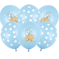 Pack 6 Globos Látex Elefante Azul