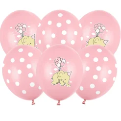 Pack 6 Globos Látex Elefante Rosa
