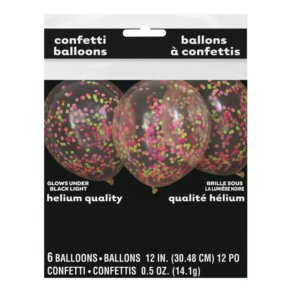 Pack 6 Globos Transparentes con Confeti Colores Neón