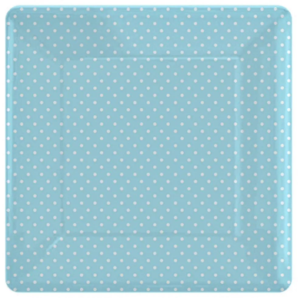 Pack 8 platos azules con lunares