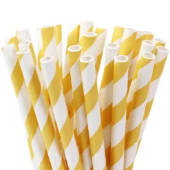 Pajitas Amarillas y Blancas para Cake Pops y Bebidas