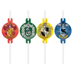Pajitas de Papel Harry Potter Hogwarts Houses 4 ud