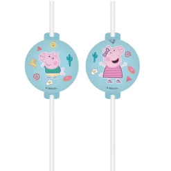 Pajitas de Papel Peppa Pig 4 ud