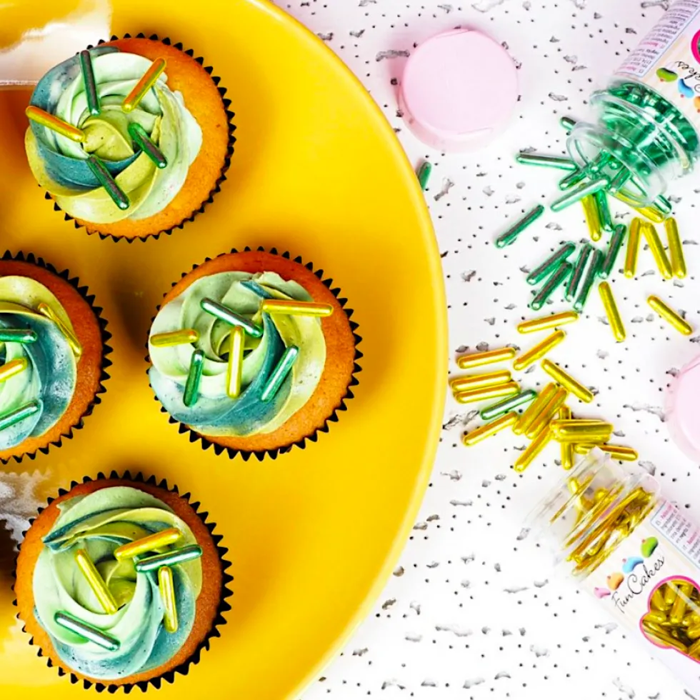Palitos de Azúcar XL Verde Metalizado 70 gr - Funcakes