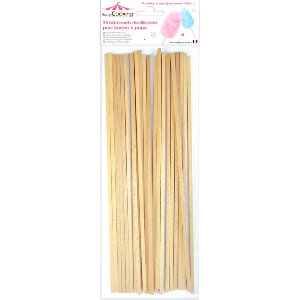 Palitos de Madera para Algodón de Azúcar 20 ud - Scrapcooking