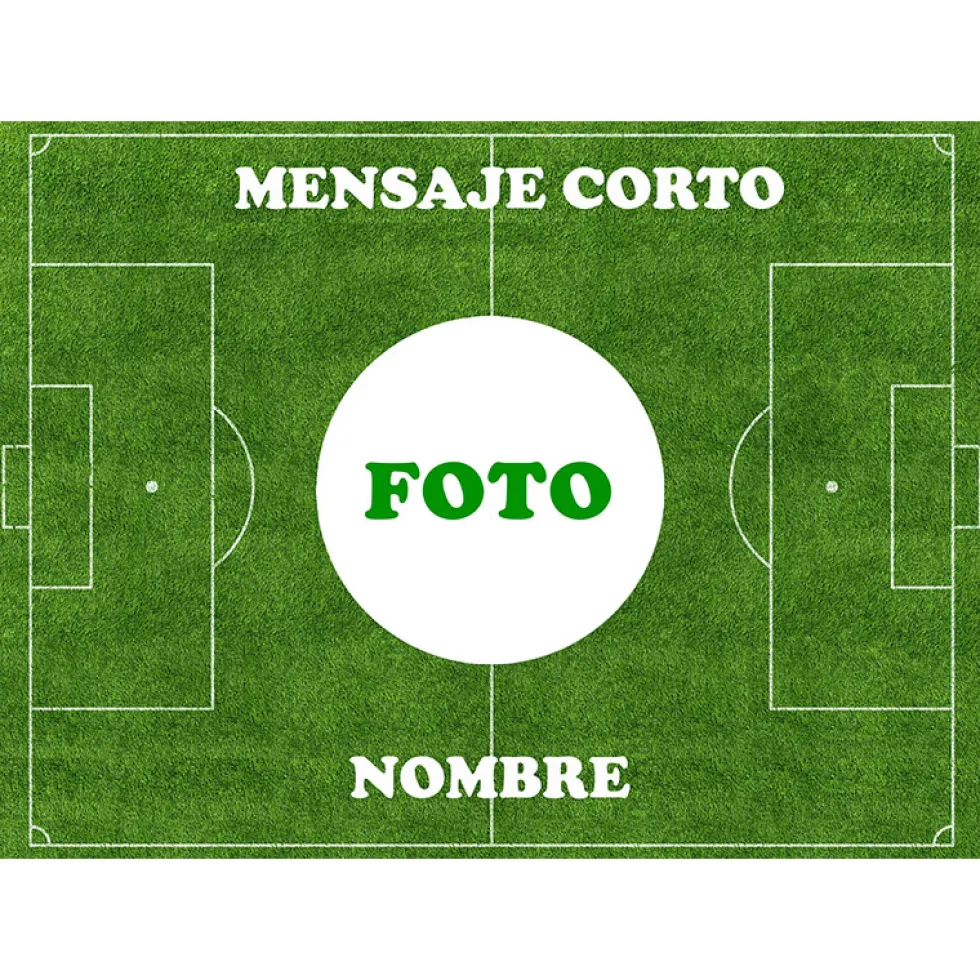 Papel Comestible Campo de Fútbol A4 con Foto y Mensaje Personalizados