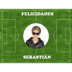 Papel Comestible Campo de Fútbol A4 con Foto y Mensaje Personalizados