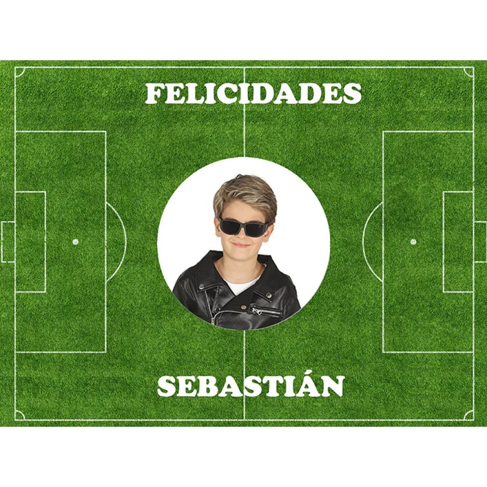 Papel Comestible Campo de Fútbol A4 con Foto y Mensaje Personalizados