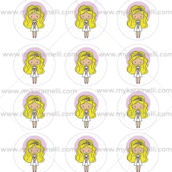 Papel Comestible 6 cm Comunión Niña Rubia Modelo Z