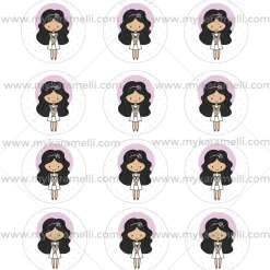Papel Comestible 6 cm Comunión Niña Morena Modelo Z