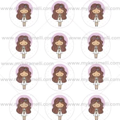Papel Comestible 6 cm Comunión Niña Castaña Modelo Z