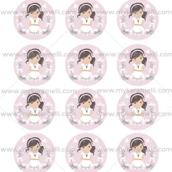 Papel Comestible 6 cm Comunión Niña Modelo X