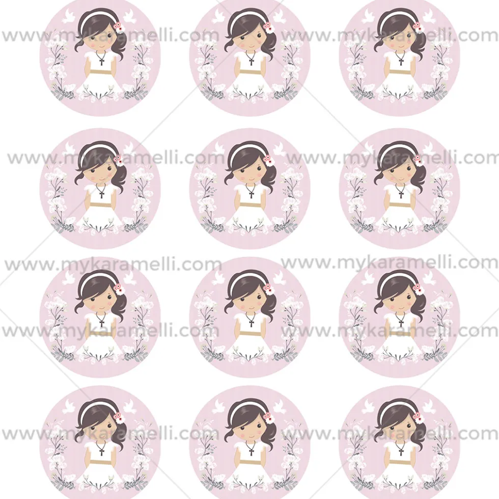 Papel Comestible 6 cm Comunión Niña Modelo X