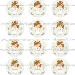 Papel Comestible 6 cm Comunión Niña Modelo Y