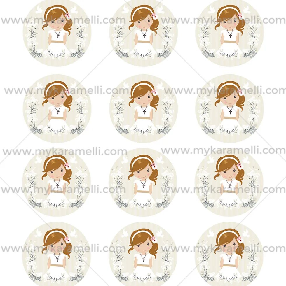 Papel Comestible 6 cm Comunión Niña Modelo Y
