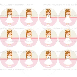 Papel de Azúcar Comunión Niña Modelo U 6 cm