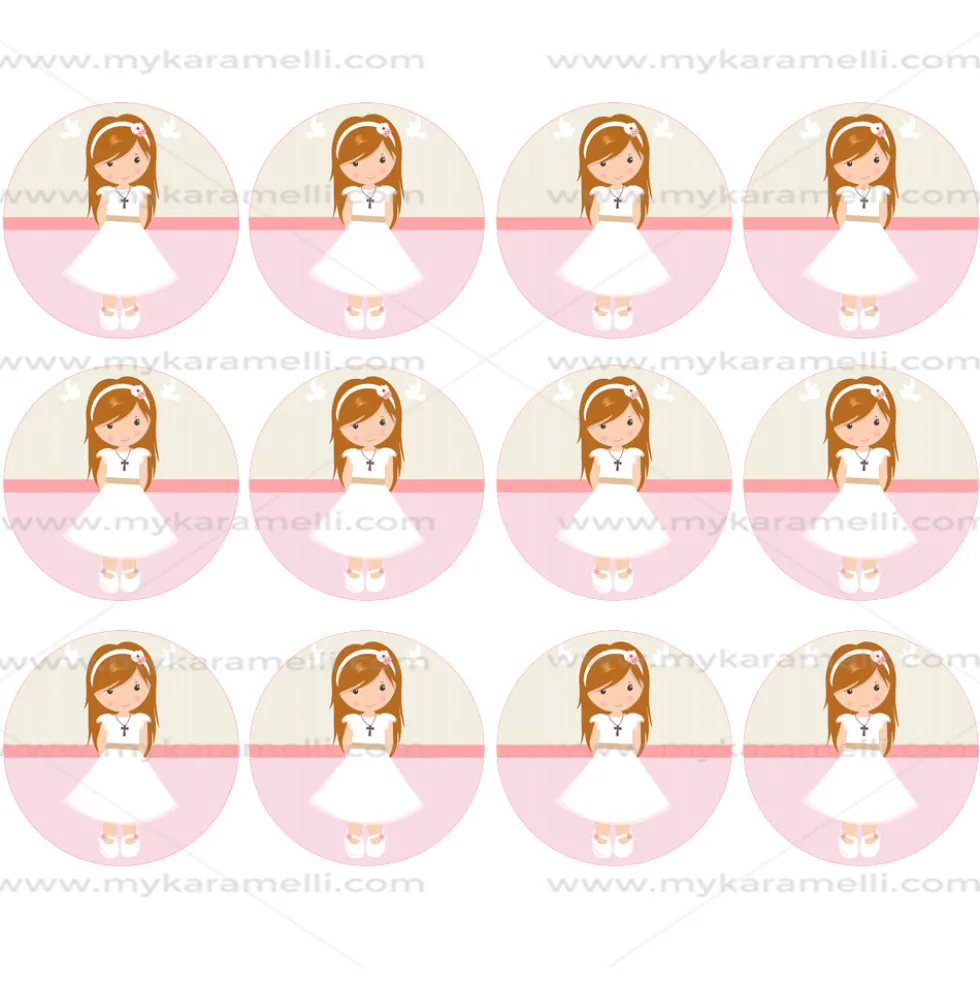 Papel de Azúcar Comunión Niña Modelo U 6 cm