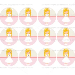 Papel de Azúcar Comunión Niña Modelo W 6 cm