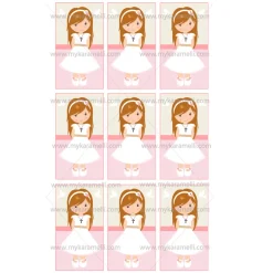 Papel de Azúcar Comunión Niña Modelo U Rectangular
