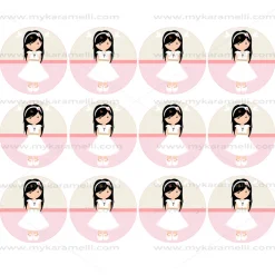 Papel de Azúcar Comunión Niña Modelo V 6 cm
