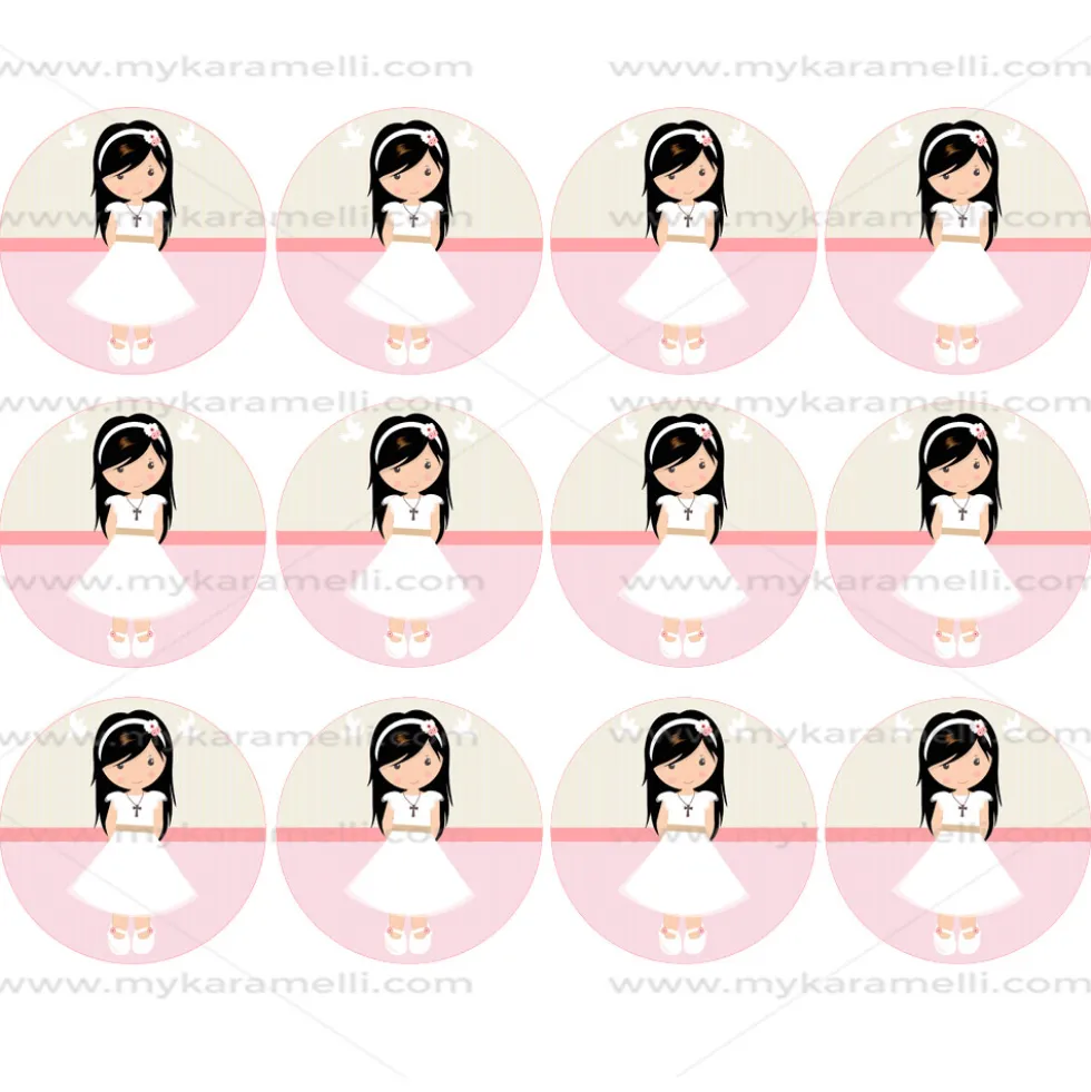 Papel de Azúcar Comunión Niña Modelo V 6 cm