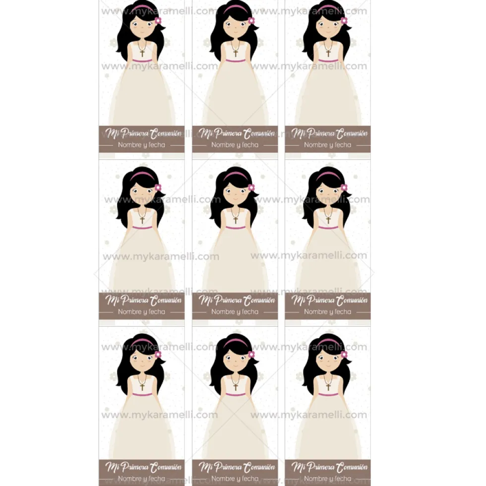 Papel de Azúcar Comunión Niña Modelo I Rectangular