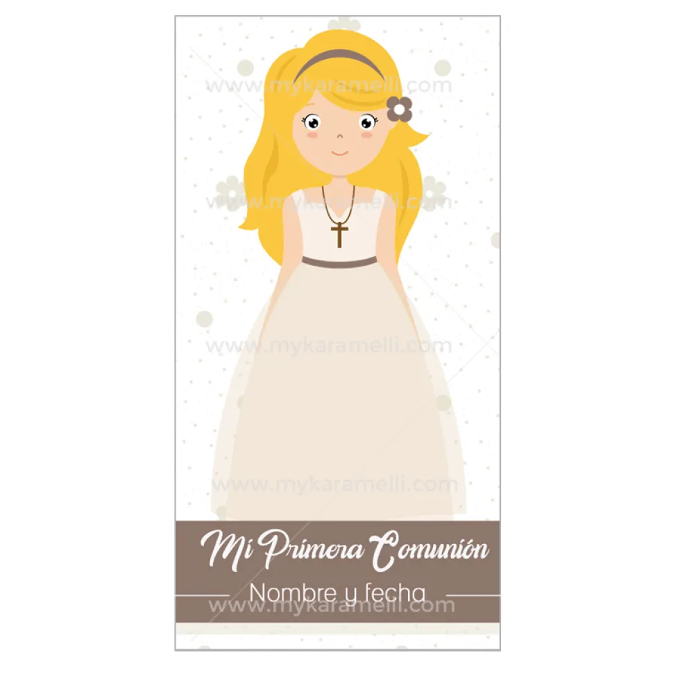 Papel de Azúcar Comunión Niña Modelo J Rectangular