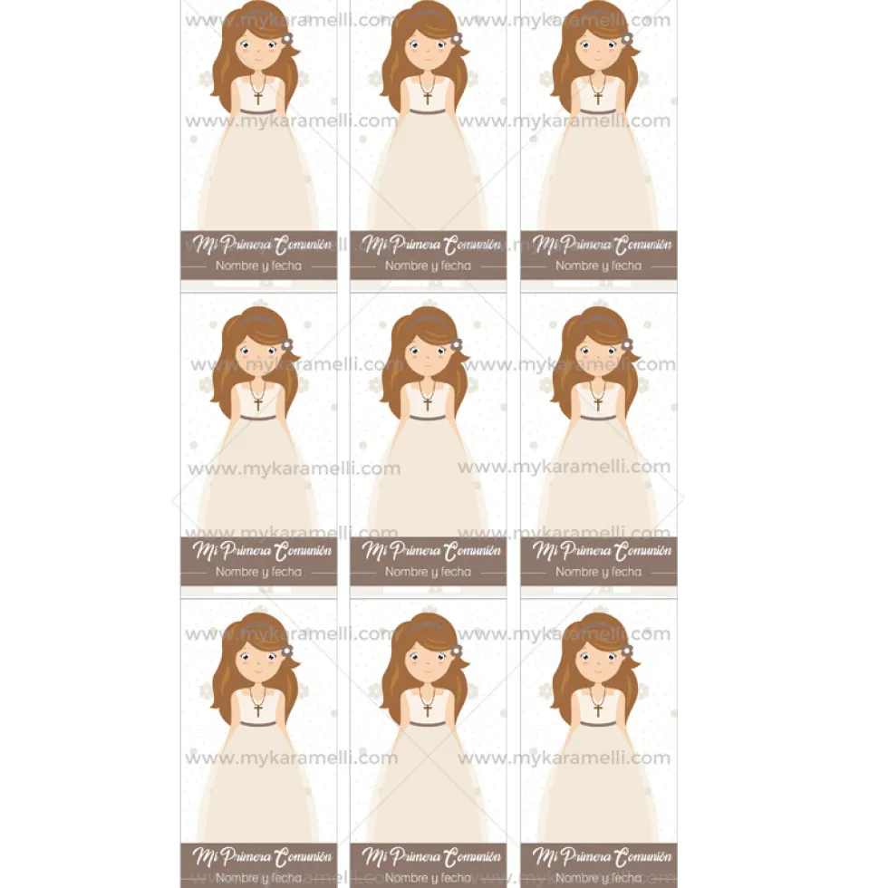 Papel de Azúcar Comunión Niña Modelo K Rectangular