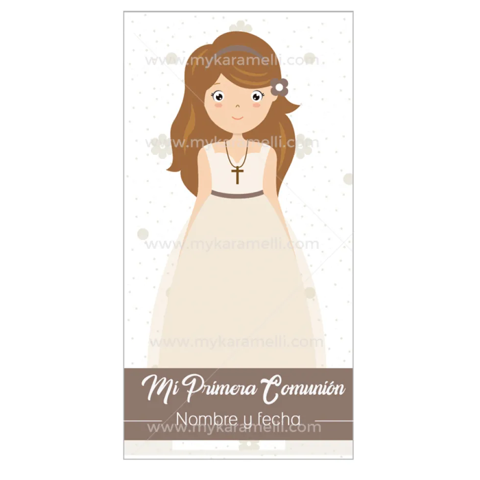 Papel de Azúcar Comunión Niña Modelo K Rectangular