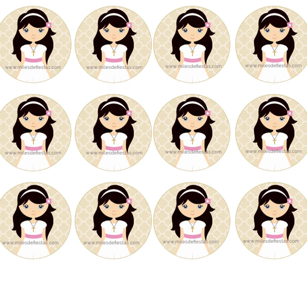 Papel de Azúcar Comunión Niña Modelo E 6 cm