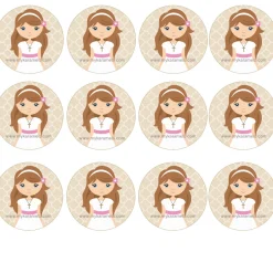 Papel de Azúcar Comunión Niña Modelo G 6 cm