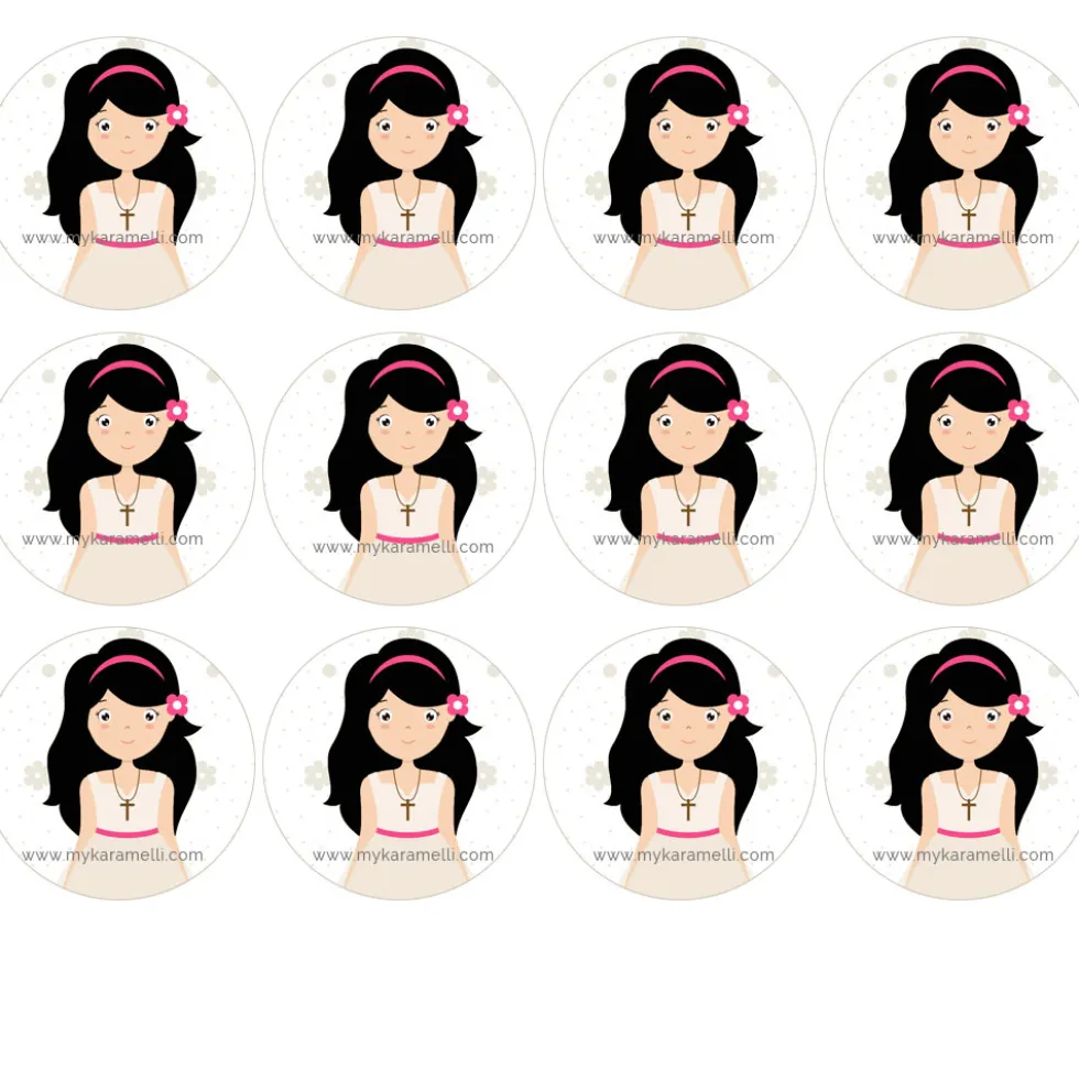 Papel de Azúcar Comunión Niña Modelo I 6 cm