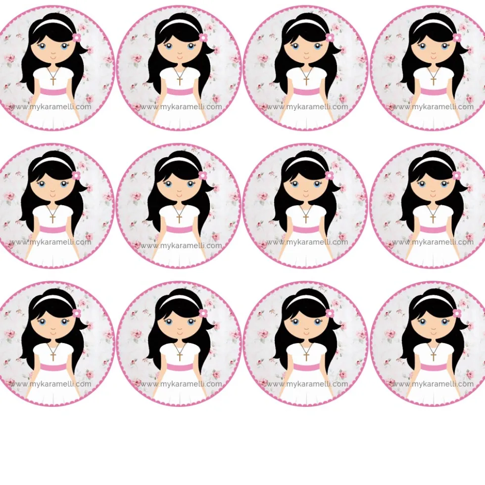 Papel de Azúcar Comunión Niña Modelo Q 6 cm