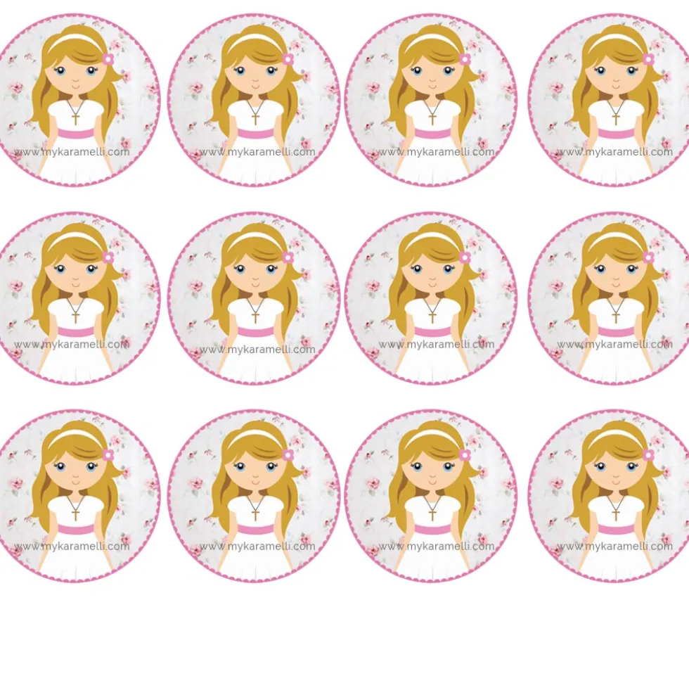 Papel de Azúcar Comunión Niña Modelo R 6 cm