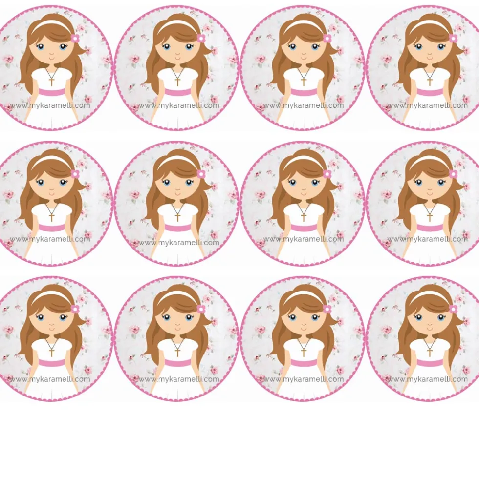 Papel de Azúcar Comunión Niña Modelo S 6 cm