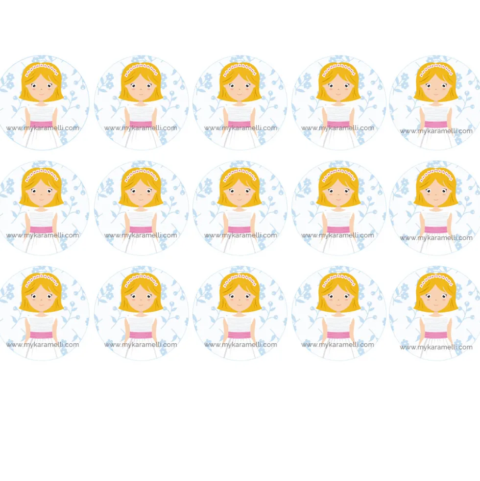Papel de Azúcar Comunión Niña Modelo B 5 cm