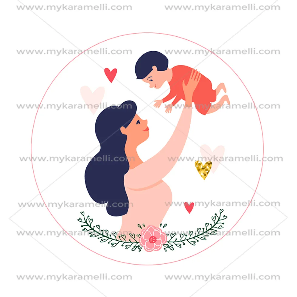 Papel de Azúcar Día de la Madre Modelo B 15 cm