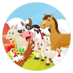 Papel de Oblea 20 cm Animales de la Granja