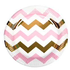Platos Chevron Blancos, Rosas y Dorados