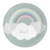 Platos de Papel Arcoíris y Nube 23 cm 8 ud