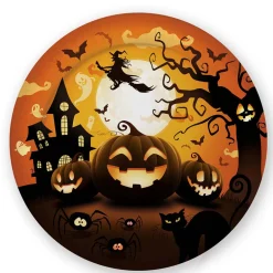 Platos de Papel Calabaza Halloween 23 cm 6 ud