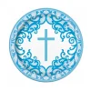 Platos de Papel Comunión Azul 22 cm 8 ud