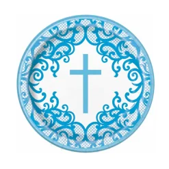 Platos de Papel Comunión Azul 22 cm 8 ud