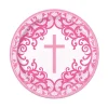 Platos de Papel Comunión Rosa 22 cm 8 ud