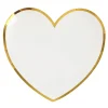 Platos de Papel Corazón Blanco y Dorado 10 ud